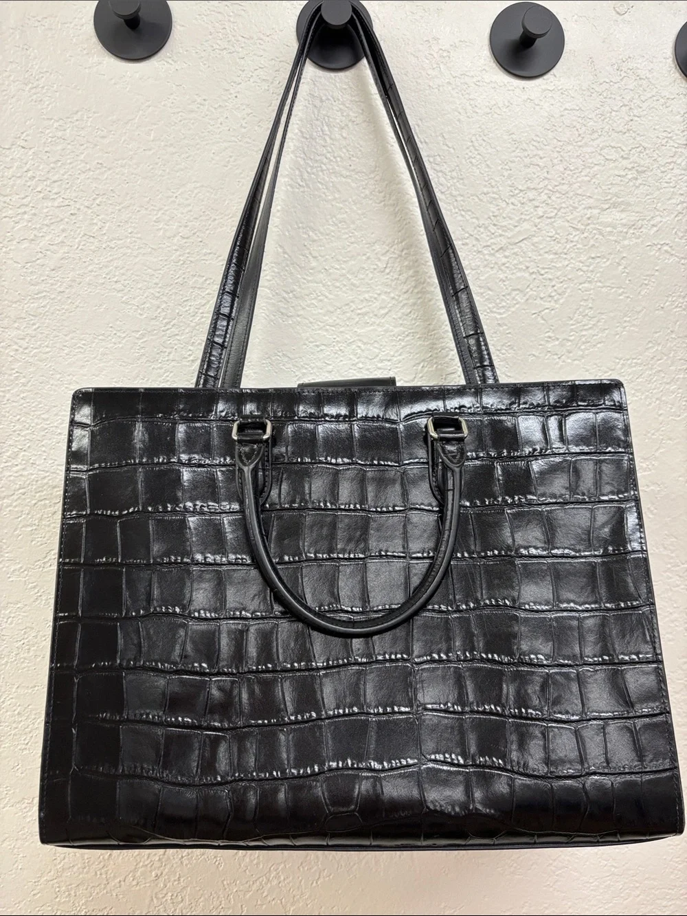Coach Maggie tote bag Black Croc-Embossed Leather